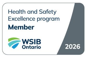 WSIB Ontario Health and Safety Excellence Program Member badge for 2026, recognizing certified workplace health and safety compliance in Ontario.